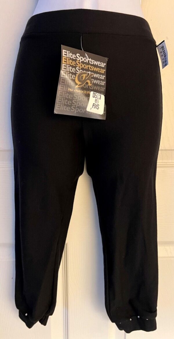 GK DANCE BLACK CAPRI LADIES X-SMALL COTTON/SPANDEX JA CUFFS CAPRI CHEER Sz AXS - Image 5