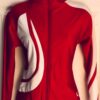 GK LADIES MEDIUM BRUSH TRICOT RED/WHITE GYMNAST CHEER WARM UP JACKET SIZE Sz AM