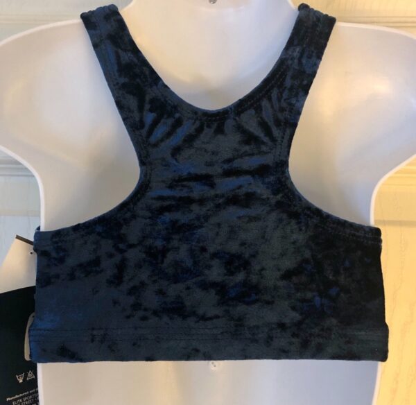 GK ELITE JAZZ DANCE CHEER GIRLS SMALL NAVY CRUSHED VELVET TANK CROP TOP Sz CS - Image 4