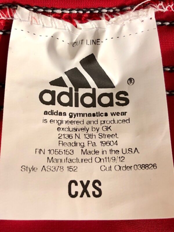 ADIDAS TANK GK LEOTARD CHILD X-SMALL RED BLACK CLIMALITE GYMNASTS DANCER CXS NWT - Image 5