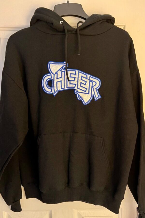 GK CHEER ADULT UNISEX LARGE BLACK HOODIE 50/50 GLITZY LOGO SWEATSHIRT Sz L NWT!