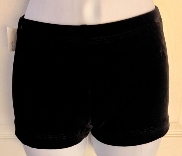 GK WORKOUT SHORTS ADULT SMALL MICRO MINI BLACK VELVET CHEER DANCE GYMNASTIC SZ S - Image 2