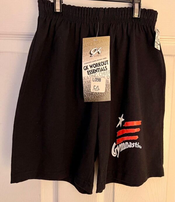 GK Youth LARGE Black Blended Cotton GYMNASTIC Graphic Heavyweight Jersey Shorts - Image 6