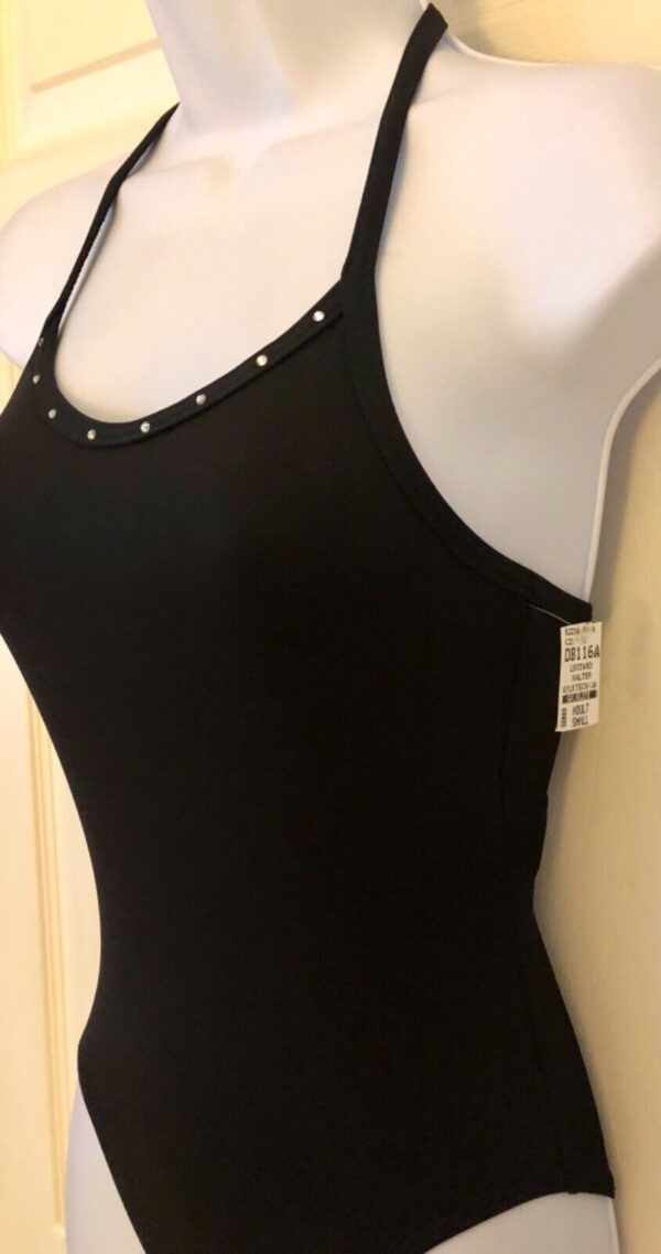 GK JAZZ DANCE ADULT SMALL BLACK TACTEL STRAPPY BACK JA HALTER LEOTARD Sz AS NWT - Image 4