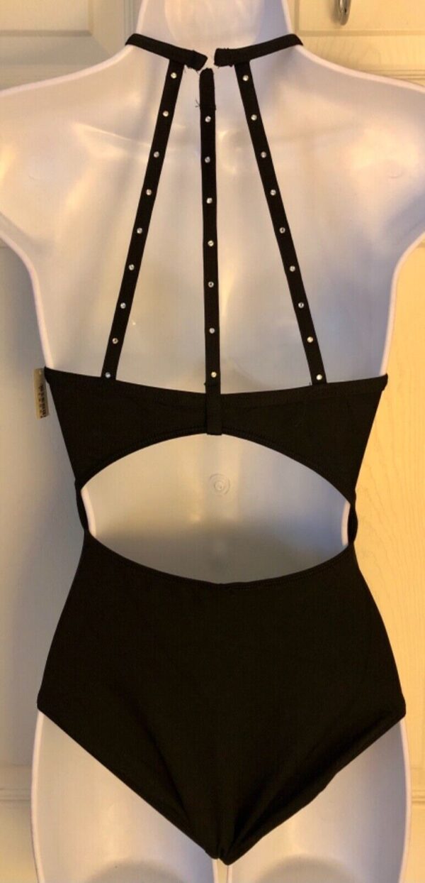 GK JAZZ DANCE ADULT SMALL BLACK TACTEL STRAPPY BACK JA HALTER LEOTARD Sz AS NWT - Image 5