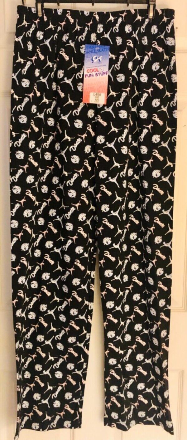 GK DANCE BEACH LOUNGE PANTS LADIES LARGE COTTON WHITE â€œCHEERâ€ PRINT Sz AL NWT! - Image 2