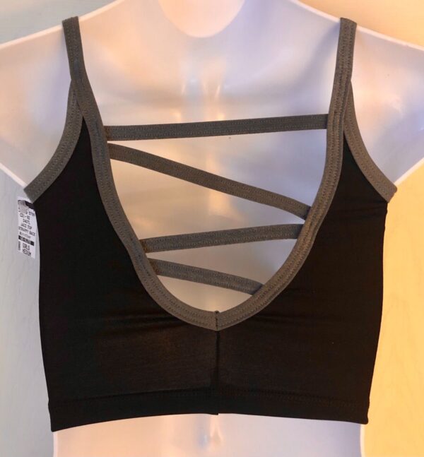 GK ELITE JAZZ DANCE CHEER GIRLS MEDIUM BLACK MICROFIBER CAMISOLE CROP TOP SZ M - Image 3