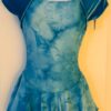 GK ICE FIGURE SKATE LADIES X-SMALL CAP SLV BLUE NYLON TIE-DYE VELVET DRESS AXS