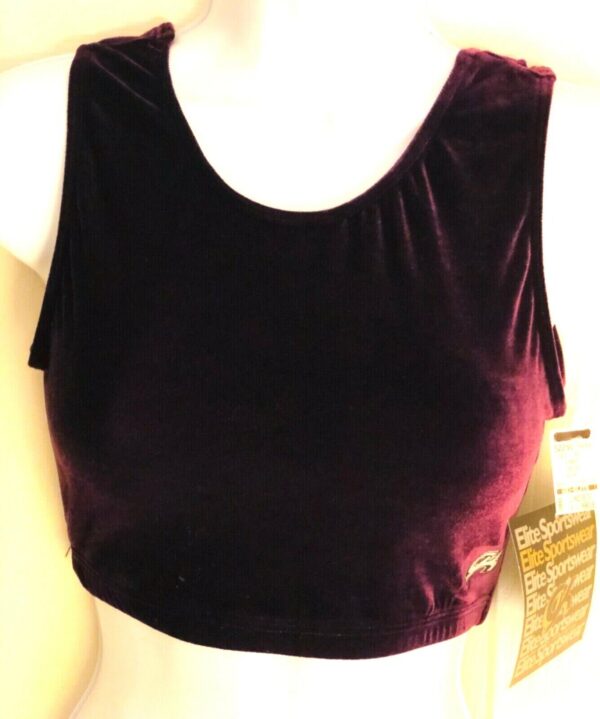 GK ELITE JAZZ DANCE CHEER ADULT X-LARGE EGGPLANT VELVET TANK CROP TOP Sz AXL NWT