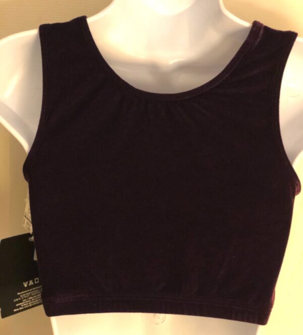 GK ELITE JAZZ DANCE CHEER ADULT X-LARGE EGGPLANT VELVET TANK CROP TOP Sz AXL NWT - Image 4