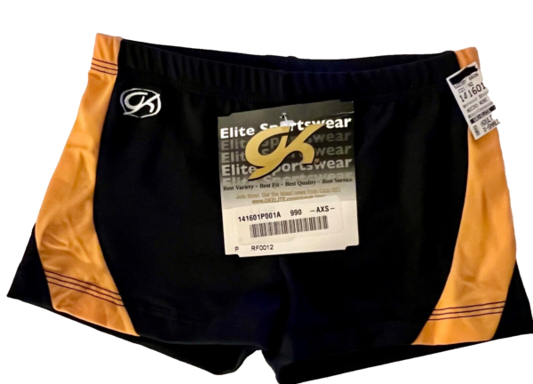 GK CHEER ADULT X-SMALL MICRO MINI BLACK NYLON/SPANDEX GOLD GYM DANCE SHORTS XS