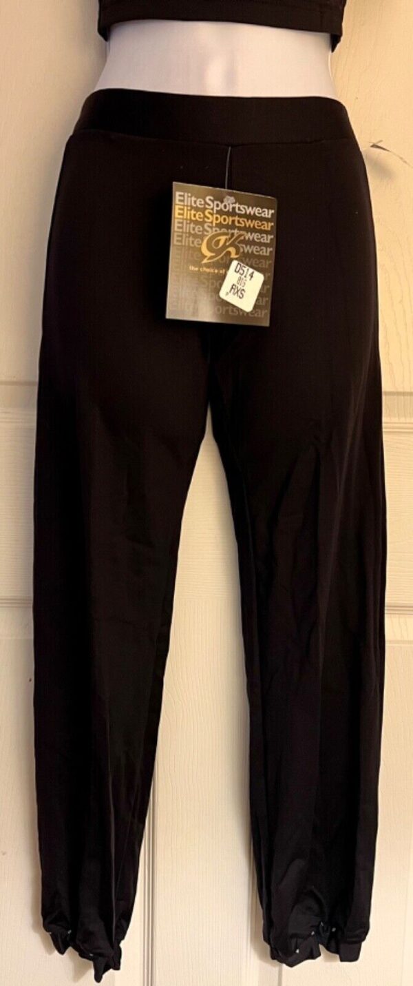 GK DANCE JAZZ LADIES X-SMALL BLACK MICROFIBER CRYSTALS JEWELED DRESS PANTS SZ XS - Image 2