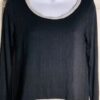GREEN ENVELOPE LADIES SMALL LgSLV BLACK GRAY TRIM TOP HI-LOW HEM Sz S EUC!