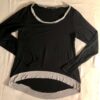 GREEN ENVELOPE LADIES SMALL LgSLV BLACK GRAY TRIM TOP HI-LOW HEM Sz S EUC! - Image 3
