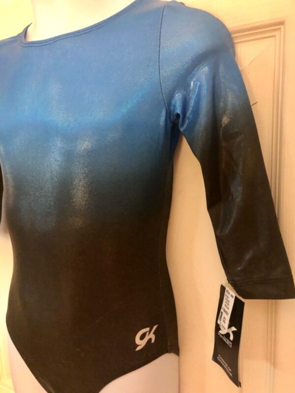 GK ELITE ROYAL HORIZON CHILD LARGE 3/4 SLEEVE GYMNASTIC DANCE COMP LEOTARD SZCL - Image 3