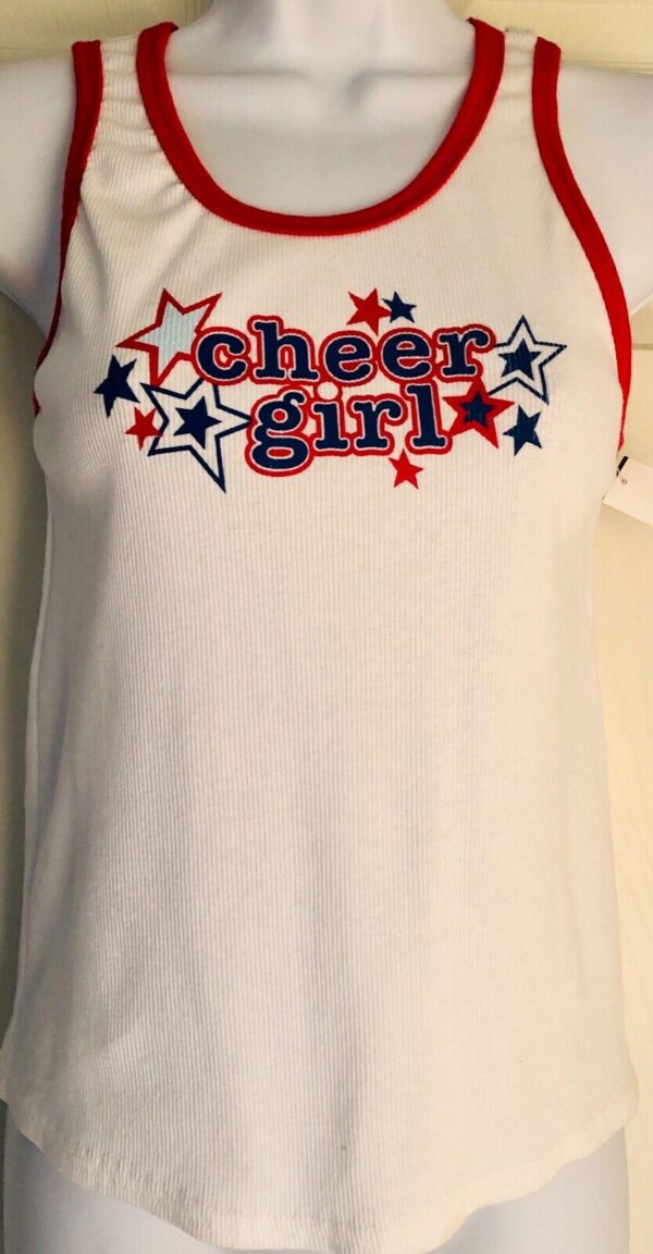 GK CHEER GIRL GRAPHIC TANK Size LADIES MEDIUM WHITE AM NWT!