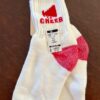 CHEER! UNISEX ADULT 9-11 WARM COMFY SOCKS WHITE W/RED 'CHEER' MEGAPHONE GRAPHICS