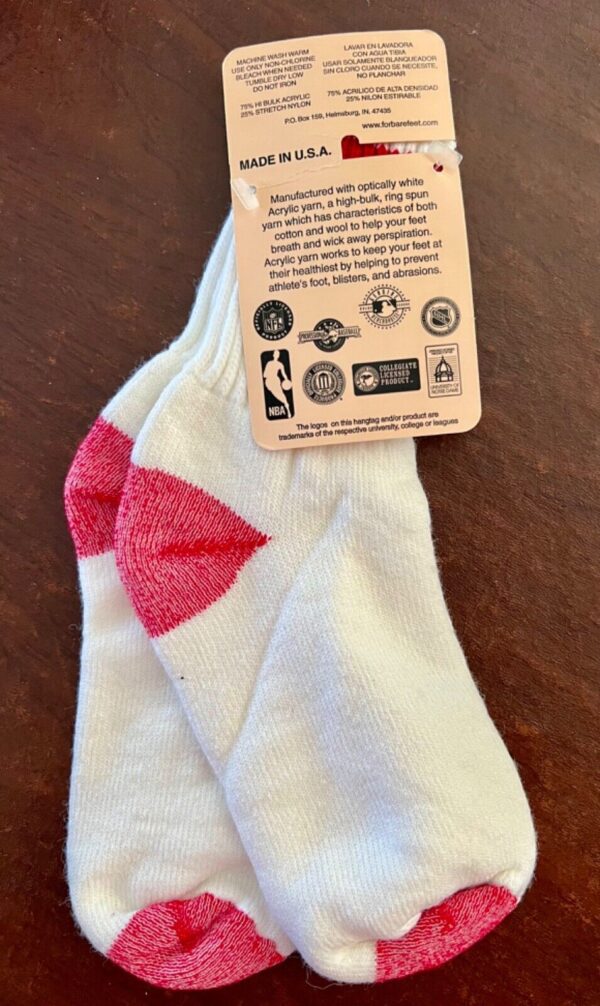 CHEER! UNISEX ADULT 9-11 WARM COMFY SOCKS WHITE W/RED 'CHEER' MEGAPHONE GRAPHICS - Image 2