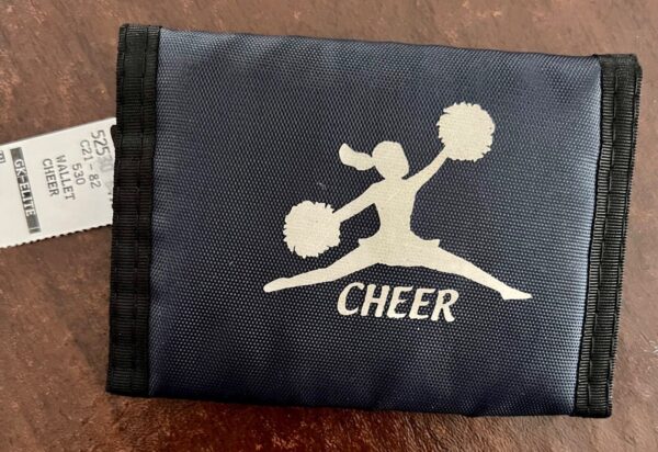 GK BLACK CHEER WALLET SILVER GRAPHICS NYLON CHANGE POCKET PHOTO SLEEVES NWT!