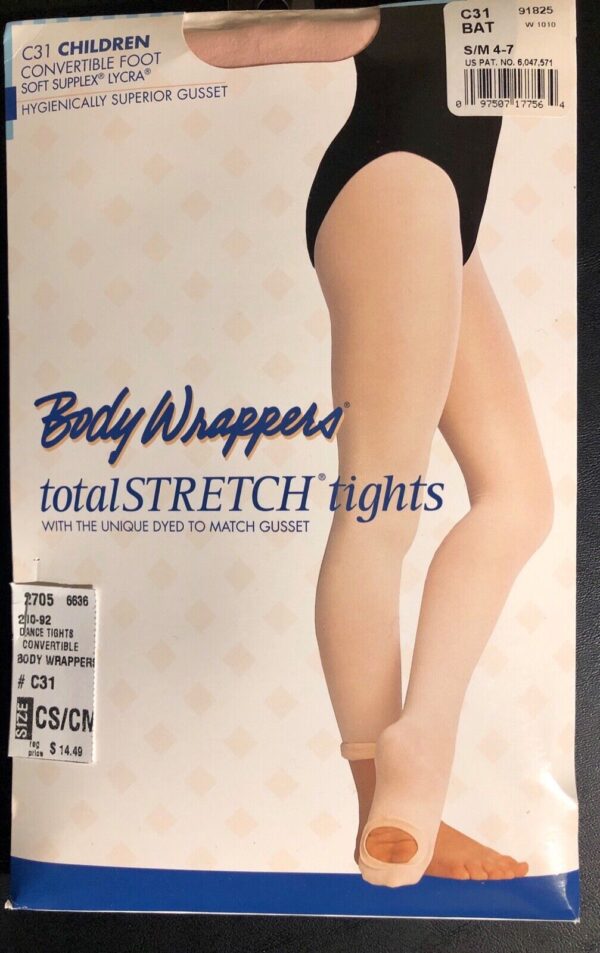 BODY WRAPPERS Total STRETCH Convertible Foot Dance Tights Spandex B-Pink CS/CM