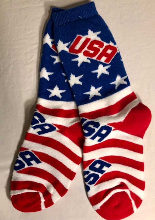 GK GO USA!! UNISEX KIDS 7-9 WARM COMFY SOCKS RED WHITE BLUE USA STARS & STRIPES