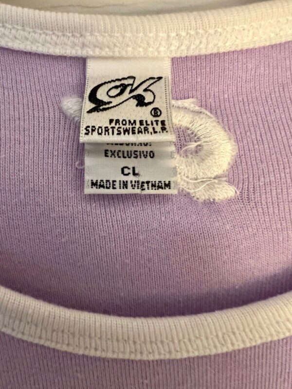 GK SPORTS TOP CHILD LARGE LAVENDER COTTON WHITE TRIM CREW NECK CAP SLVS SZ S NWT - Image 2