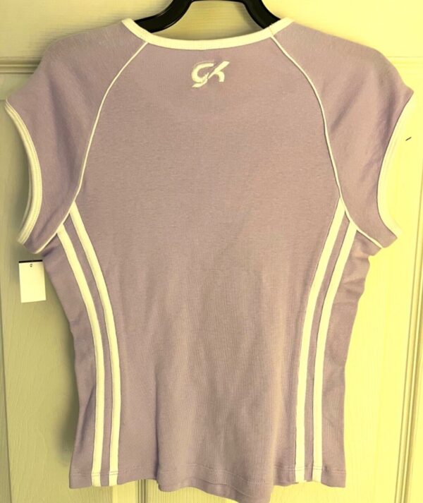 GK SPORTS TOP CHILD LARGE LAVENDER COTTON WHITE TRIM CREW NECK CAP SLVS SZ S NWT - Image 4