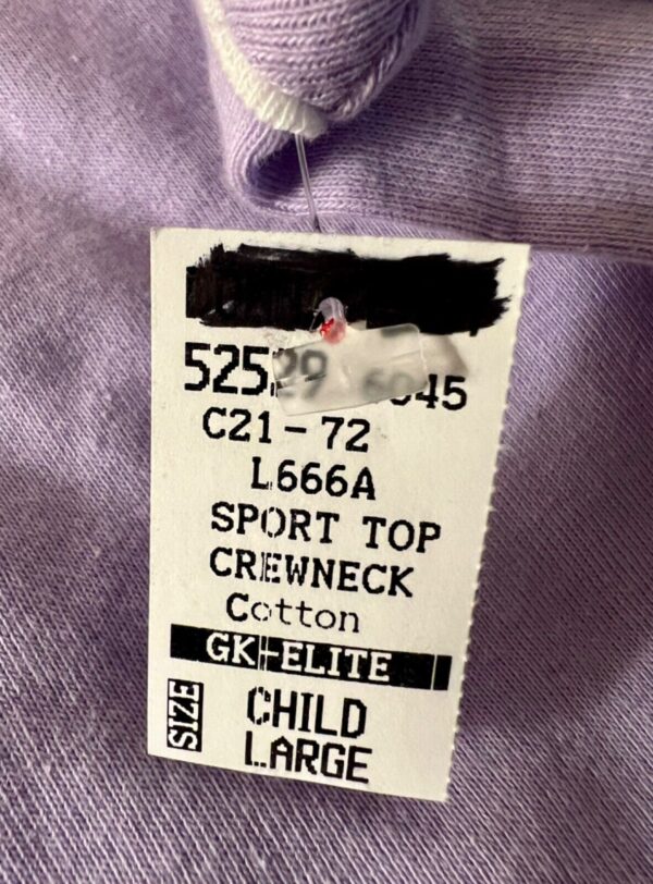 GK SPORTS TOP CHILD LARGE LAVENDER COTTON WHITE TRIM CREW NECK CAP SLVS SZ S NWT - Image 5