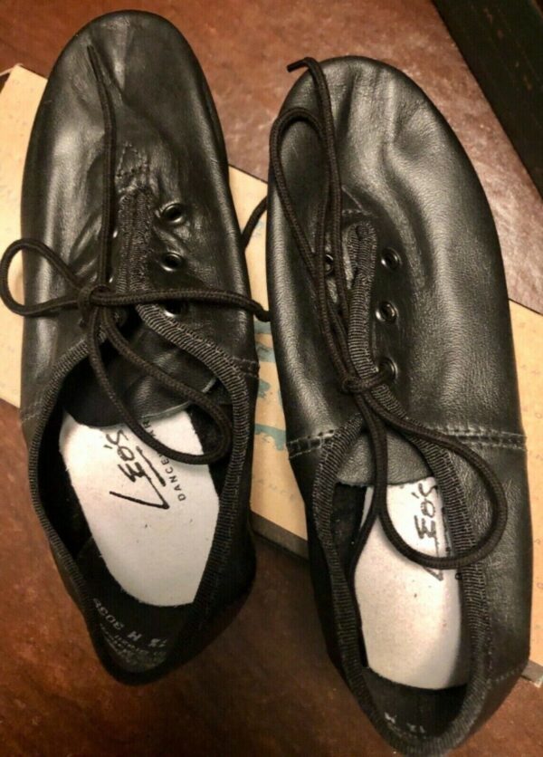 LEOâ€™S JAZZ BLACK LEATHER CHILD 1.5 M ECONO SPLIT SOLE LACE UP DANCE SHOES Sz 1.5 - Image 2