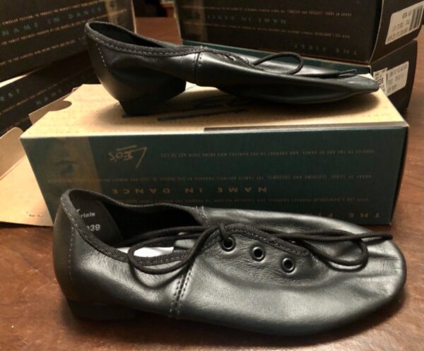 LEOâ€™S JAZZ BLACK LEATHER CHILD 1.5 M ECONO SPLIT SOLE LACE UP DANCE SHOES Sz 1.5 - Image 6