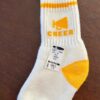 CHEER! UNISEX KIDS 7-9 WARM COMFY SOCKS WHITE W/ GOLD 'CHEER' MEGAPHONE GRAPHICS