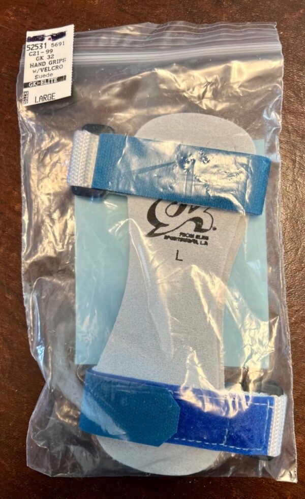 GK ELITE SPORTSWEAR HAND GRIPS LARGE WITH STRAP #GK32 BLUE SIZE Sz L NWT! - Image 2