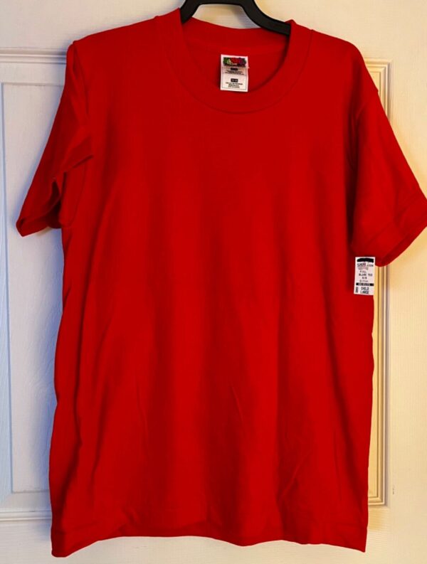 DURABLE CHILD LARGE BLANK SSLV RED COTTON CREW T-SHIRT SZ L (14-16) - Image 2