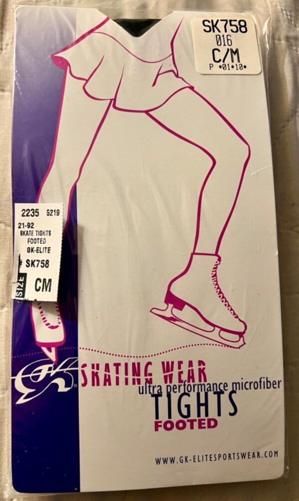 GK Elite SKATE TIGHTS CHILD MEDIUM FOOTED MICROFIBER BLACK GIRLS M (7-10) NWT!