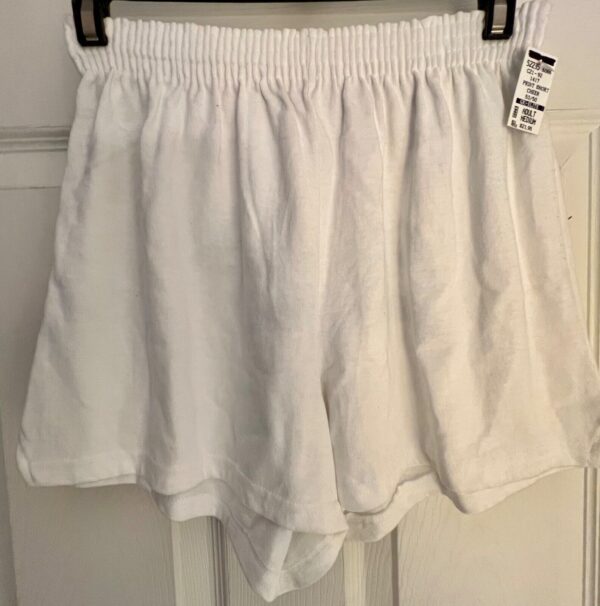 GK CHEER COTTON SHORTS SIZE ADULT MEDIUM WHITE NAVY â€œCHEERâ€ PRINT SHORTS Sz AM - Image 2