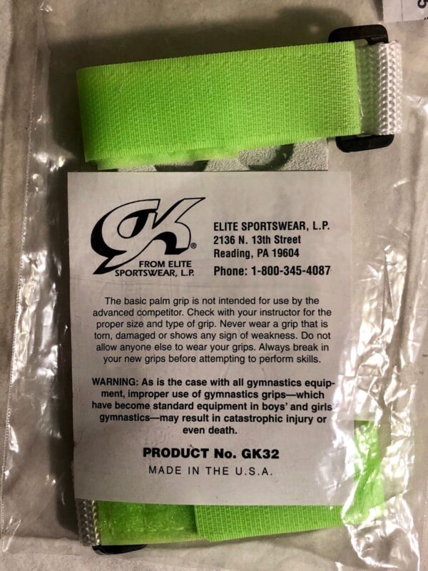 NWT! GK ELITE SPORTSWEAR HAND GRIPS WITH STRAPS #GK32 LIME SIZE M - Image 2