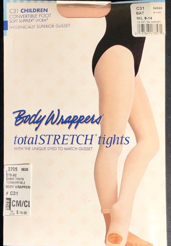 BODY WRAPPERS Total STRETCH Convertible Foot Dance Tights Spandex B-PINK CM/CL