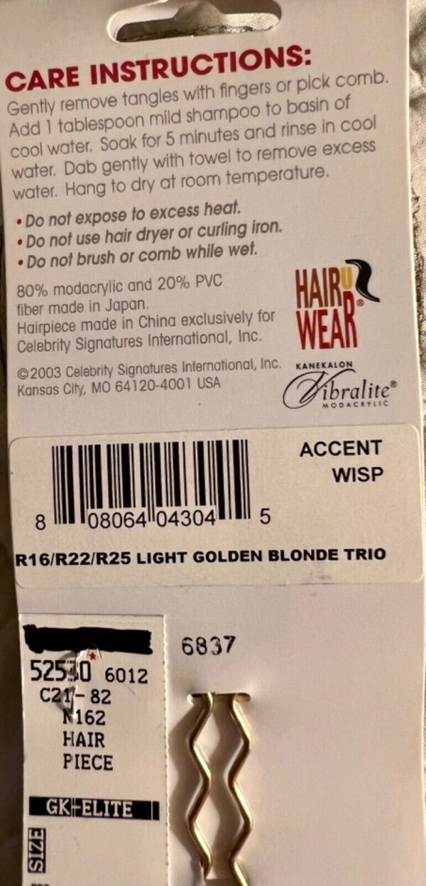 GK Women's/Girl's Fashion Hair Piece ACCENT WISP Golden Blonde Trio Hair Pin NWT - Image 4