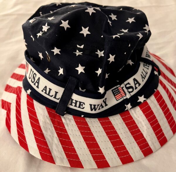 STARS & STRIPES BUCKET HAT â€œUSA ALL THE WAYâ€ GRAPHIC GYMNASTICS EMBROIDERED Sz M - Image 2