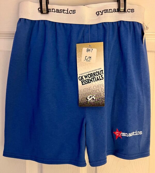 GK â€œGYMNASTICSâ€ GRAPHIC COTTON BOXER SHORTS GIRLS MEDIUM BLUE LOUNGE CASUAL SZ M - Image 5