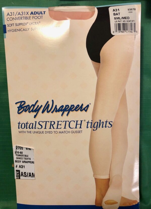 NWT! Body Wrappers Total STRETCH Convertible Dance Tights PINK Spandex Size AS/M