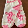 GK DANCE LADIES 9-11 HAWAIIAN FLORAL PINK & WHITE SPORT PEDS SOCKS GRAPHICS 9-11