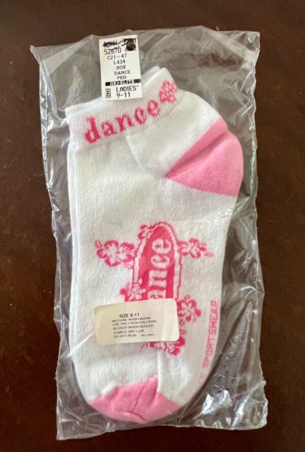 GK DANCE LADIES 9-11 HAWAIIAN FLORAL PINK & WHITE SPORT PEDS SOCKS GRAPHICS 9-11 - Image 4