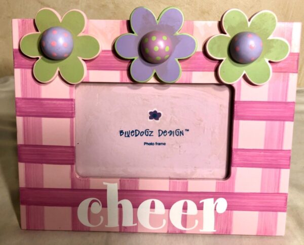 CHEER 4 X 6 PHOTO PAINTED FLOWERS WOOD FRAME FOR A CHEERLEADER NEW IN BOX! - Image 2