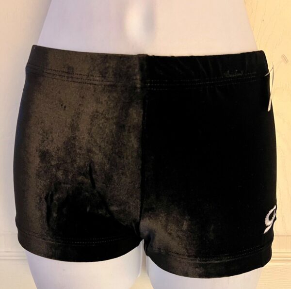 GK WORKOUT SHORTS ADULT SMALL MICRO MINI BLACK VELVET CHEER DANCE GYMNASTIC SZ S - Image 2