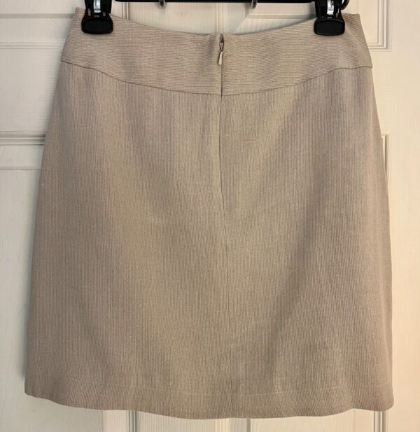 ANN TAYLOR LADIES SIZE 6 BEIGE RIBBED LINEN/COT/RAY LINED PENCIL SHORT SKIRT Sz6 - Image 3