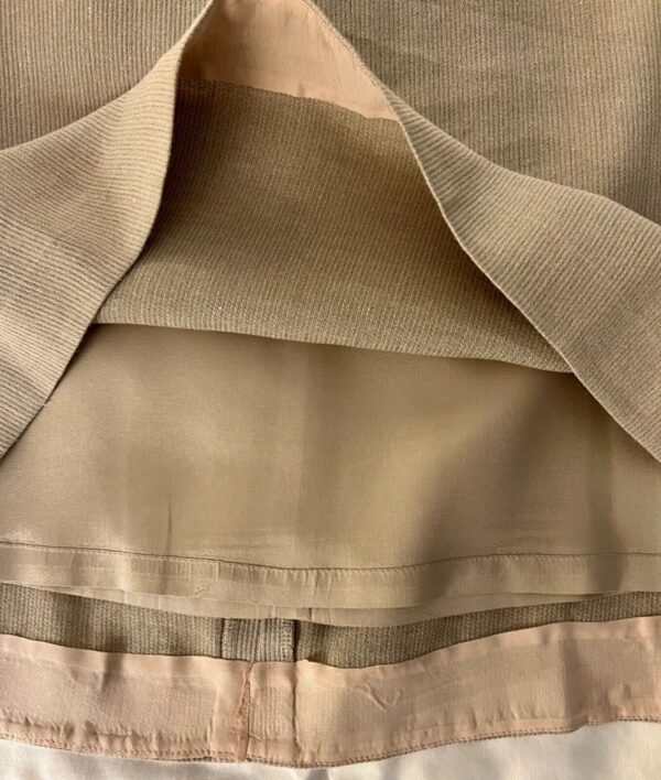 ANN TAYLOR LADIES SIZE 6 BEIGE RIBBED LINEN/COT/RAY LINED PENCIL SHORT SKIRT Sz6 - Image 5