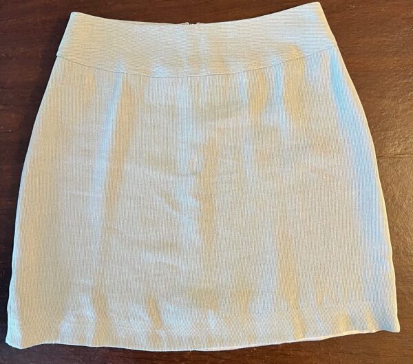 ANN TAYLOR LADIES SIZE 6 BEIGE RIBBED LINEN/COT/RAY LINED PENCIL SHORT SKIRT Sz6 - Image 6