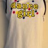 GK TANK PJ TOP ADULT LARGE â€˜DANCE GIRLâ€™ WHITE COTTON RIBBED BLACK TRIM Sz AL