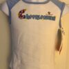 GK 'CHEERLEADING' GRAPIC GIRLS SMALL RAGLAN CAP SLV WHITE BLUE COTTON TOP SZ S